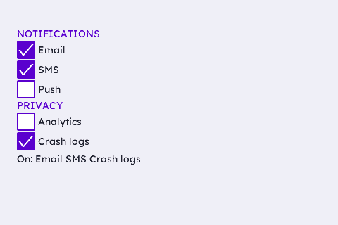 Settings Panel (live summary)
