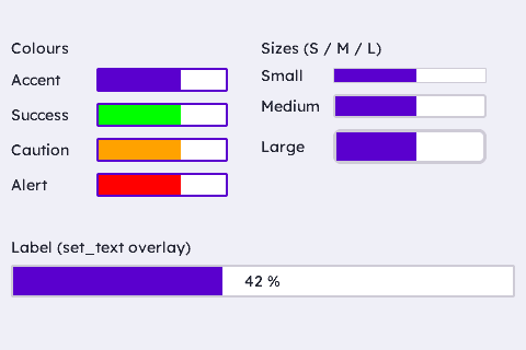 Colours, Sizes & Text Overlay