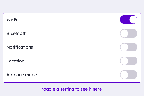 Settings Form (Wi-Fi, Bluetooth, ...)